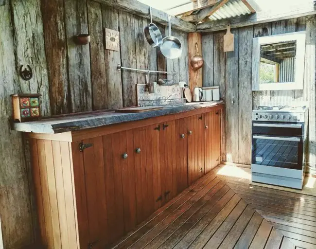 Rustic Kitchen with Warm Wooden Countertops