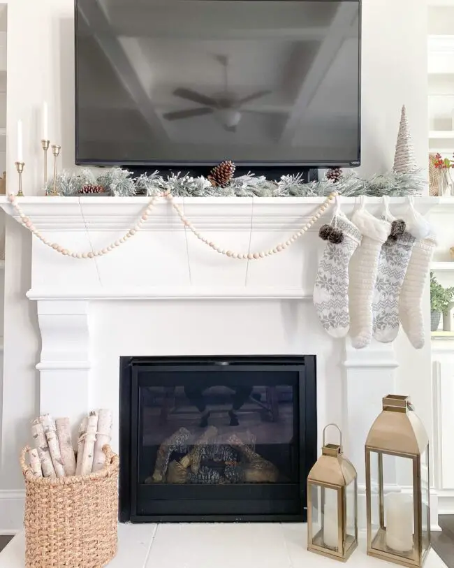 A Sleek Mantel with Warm Winter Tones