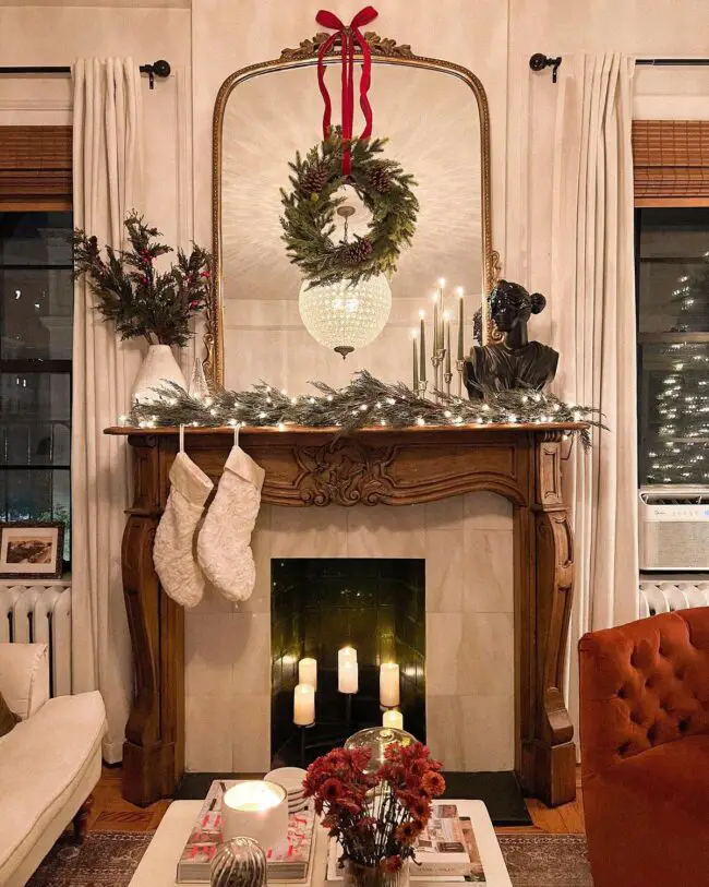 A Vintage Christmas Mantel with a Classic Touch