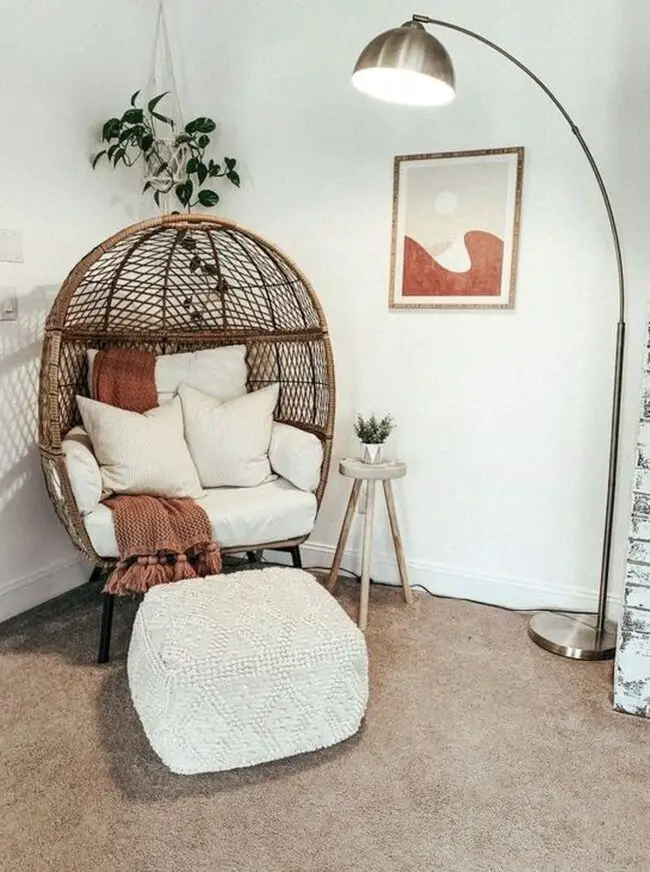 Cozy Boho Rattan Egg Chair for Comfort