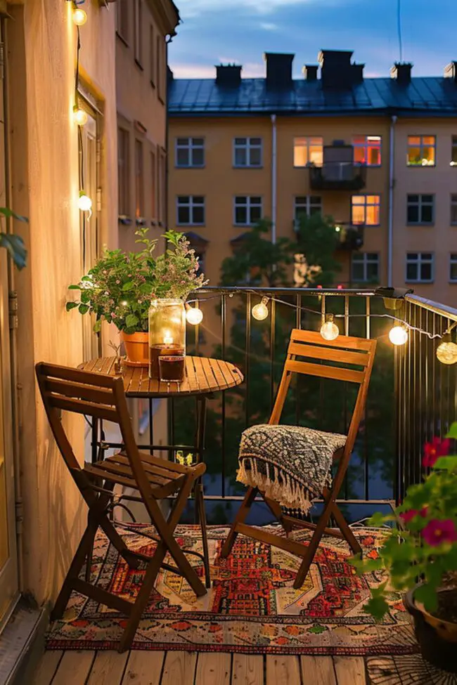 Charming Rustic Balcony with Vibrant Accents