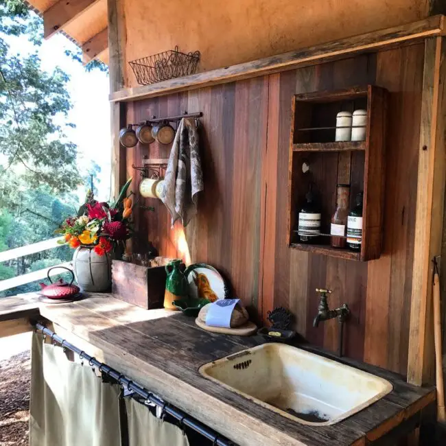 Rustic Outdoor Sink and Preparation Station