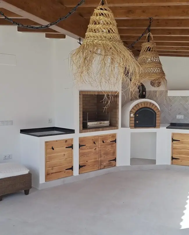 Modern Rustic Kitchen Featuring a Brick Oven