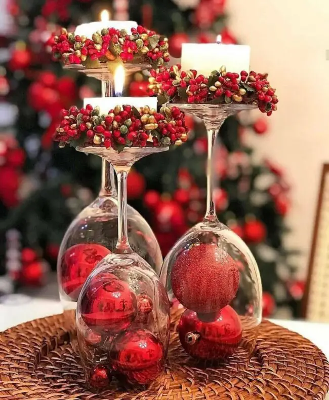 Candle Holders Made from Wine Glasses