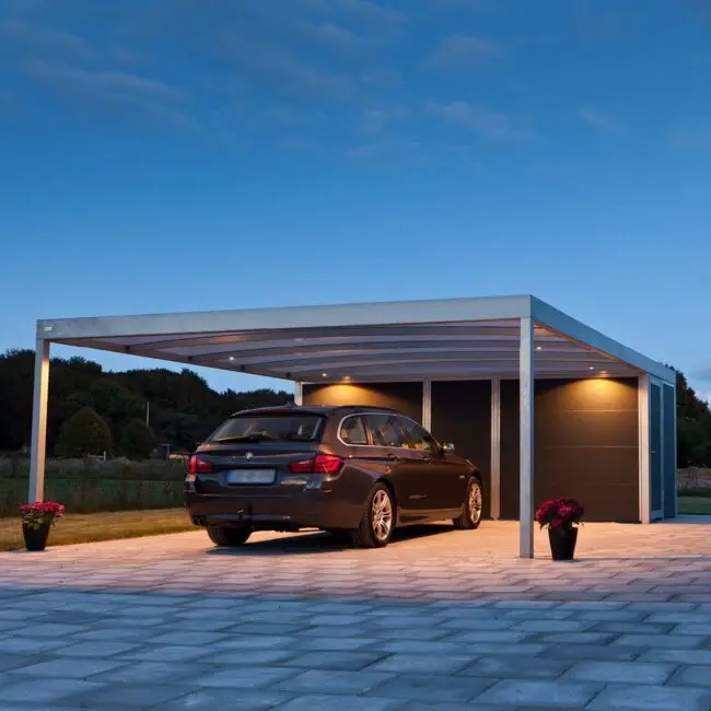 Modern Carport Enhanced By Integrated LED Lighting