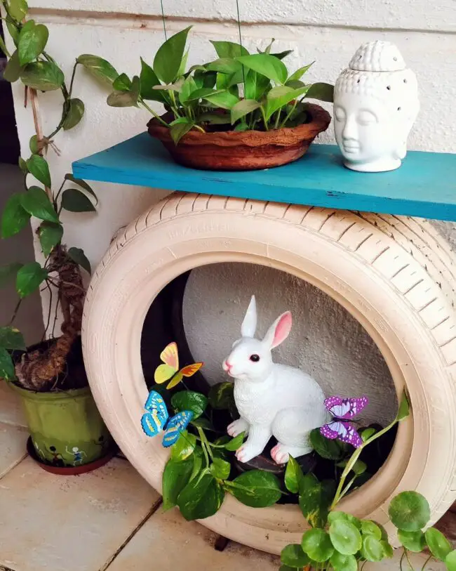 Unique Tire Planter with Fun Details