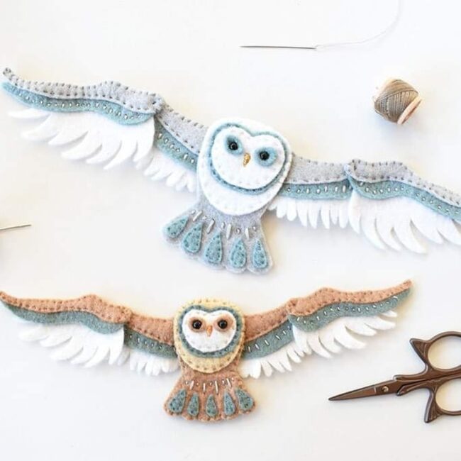 Felt Owl Ornaments for a Cozy Look