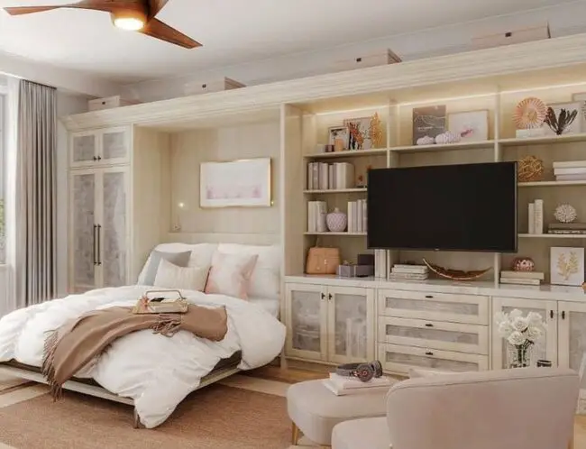 High-End Murphy Bed Featuring Integrated Bookshelves