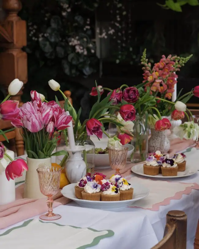 Delicious Desserts with Colorful Flower Accents