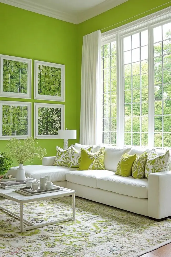 Lively Green Accent Wall with Nature Touch