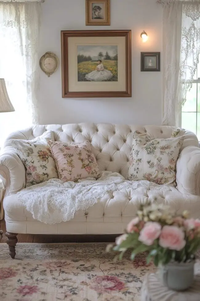 Nostalgic Floral Tufted Sofa Sanctuary