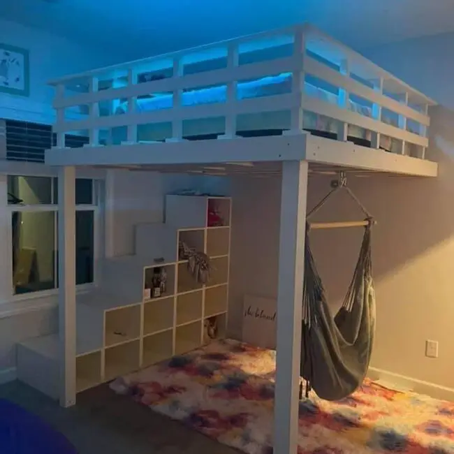 Loft Bed with Hammock and Play Zone