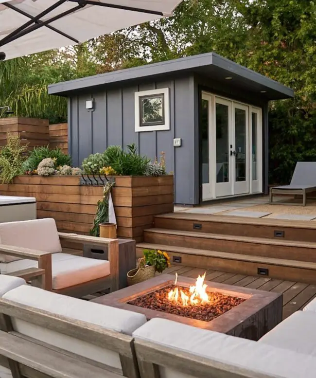 Innovative Patio Fire Pit with Planters