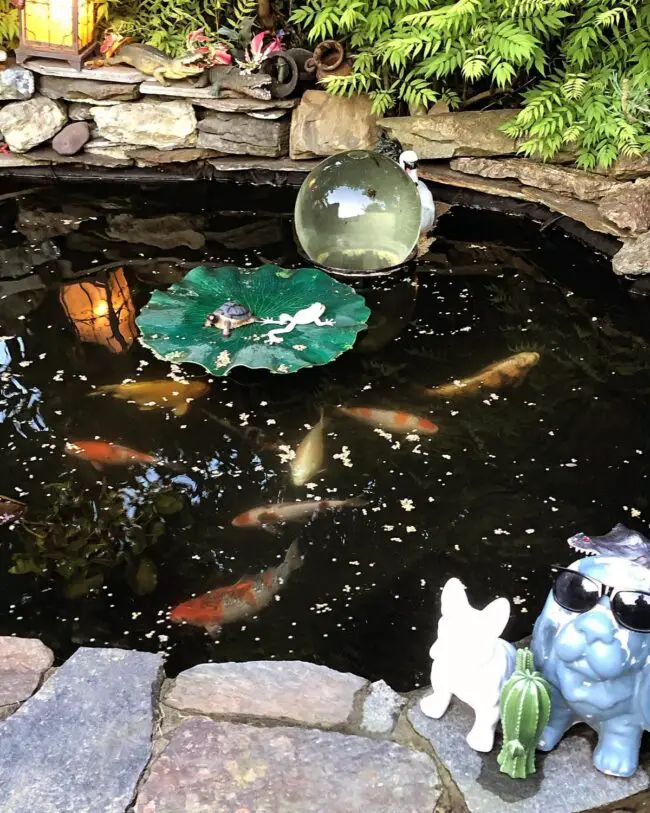 Whimsical Koi Pond with Decorative Accents