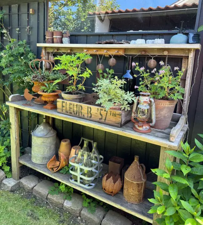 Charming Rustic Shelf for Garden Accents