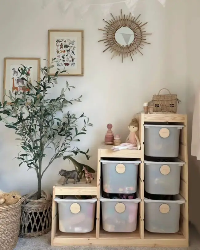 Charming Wooden Storage for Toy Organization