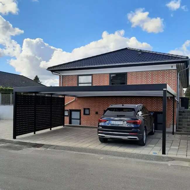 Perforated Metal Carport With Industrial Appeal