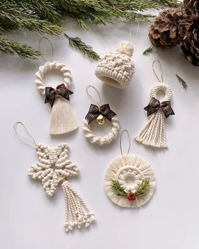 Rustic Ornaments with Macrame Flair