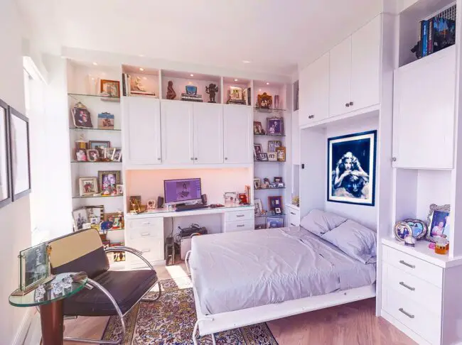 Refined White Integrated Murphy Bed