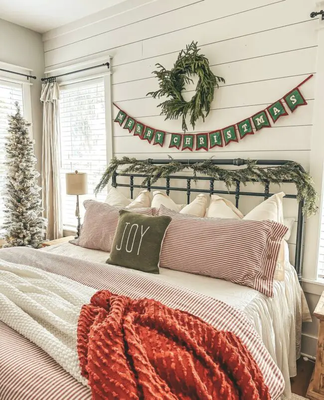 A Bedroom with a Cozy Christmas Feel