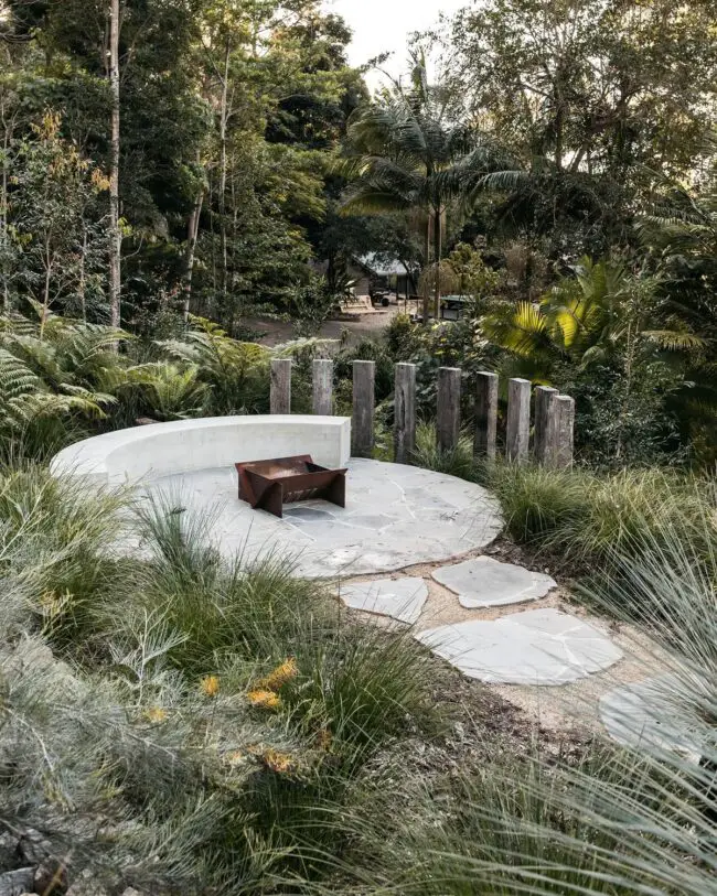 Natural Fire Pit Blending with Landscape