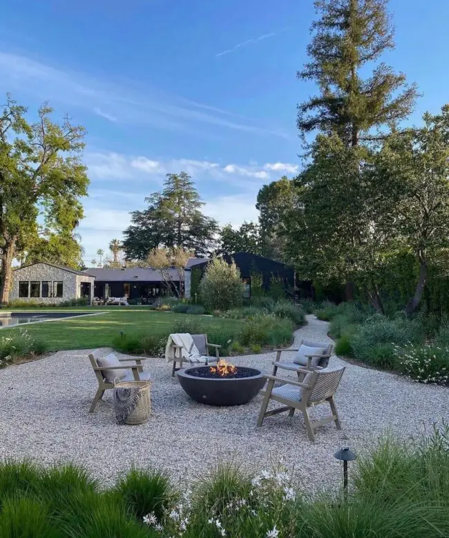 Scenic Open Gravel Fire Pit Retreat