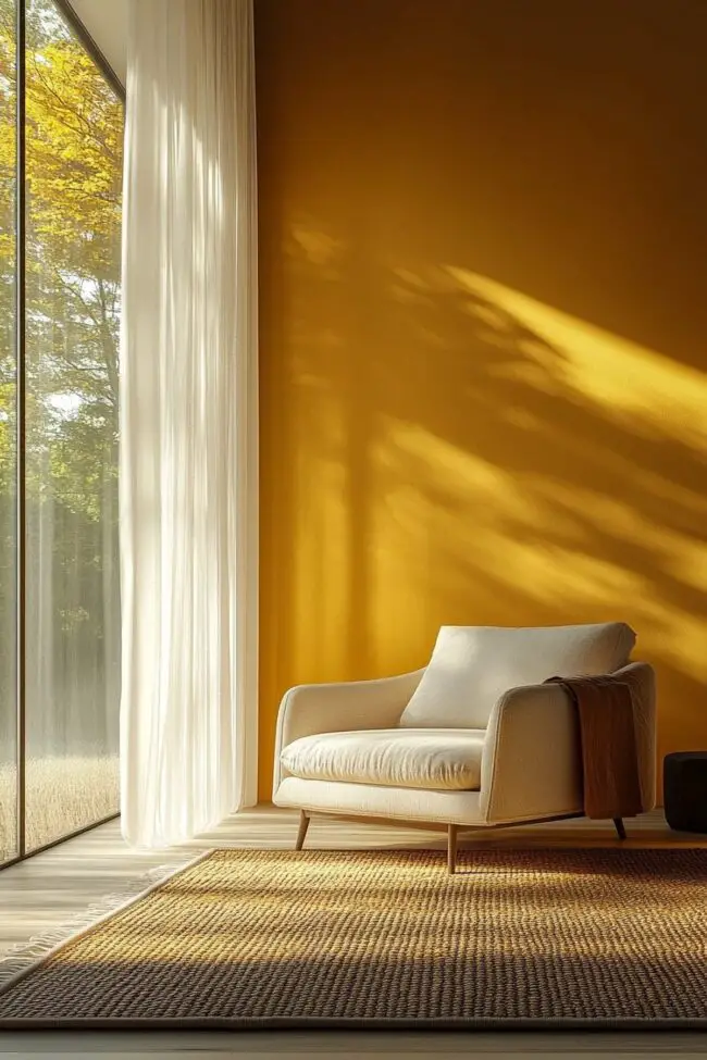 Sunlit Retreat with Bold Yellow Wall