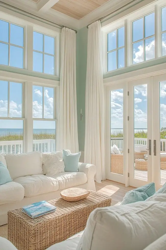 Coastal Seafoam Retreat with Woven Accents