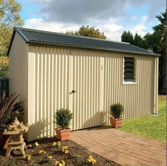 Streamlined Steel Shed with Modern Appeal