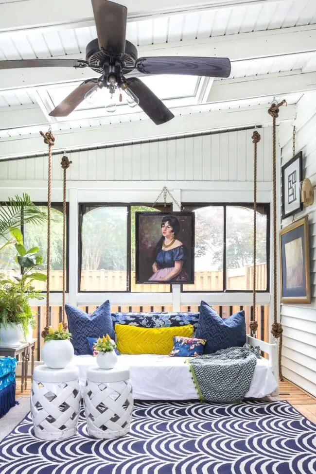 Dynamic and Colorful Sunroom Retreat