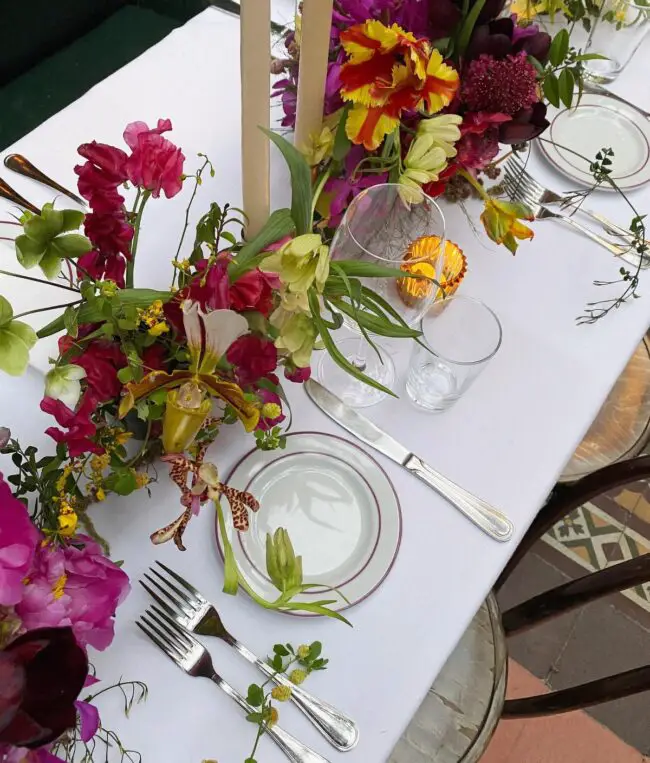 Striking Floral Display on White Table