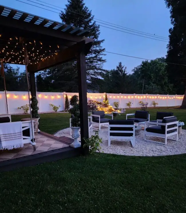 Radiant Fire Pit Beneath Sturdy Pergola