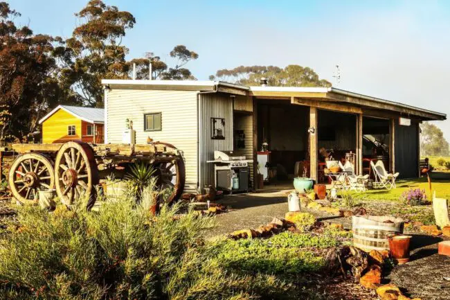 Outdoor Kitchen with Antique Rustic Touches