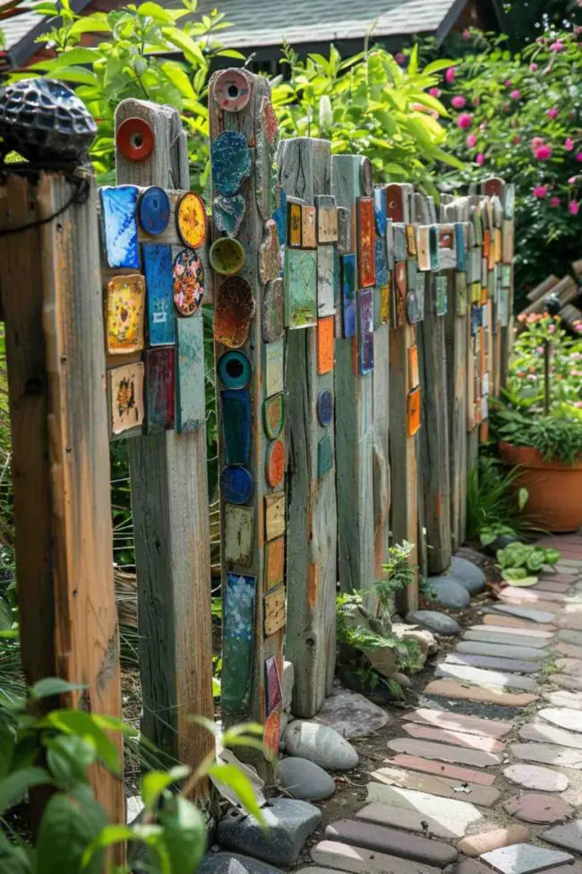 Colorful Mosaic Fence Design Ideas