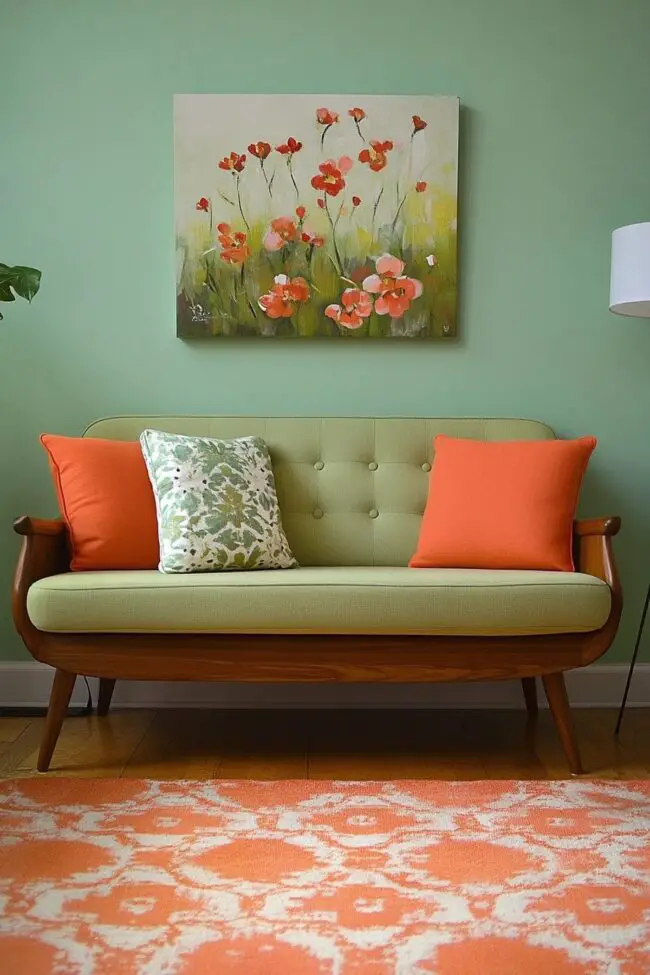 Fresh Green and Orange Retro Decor