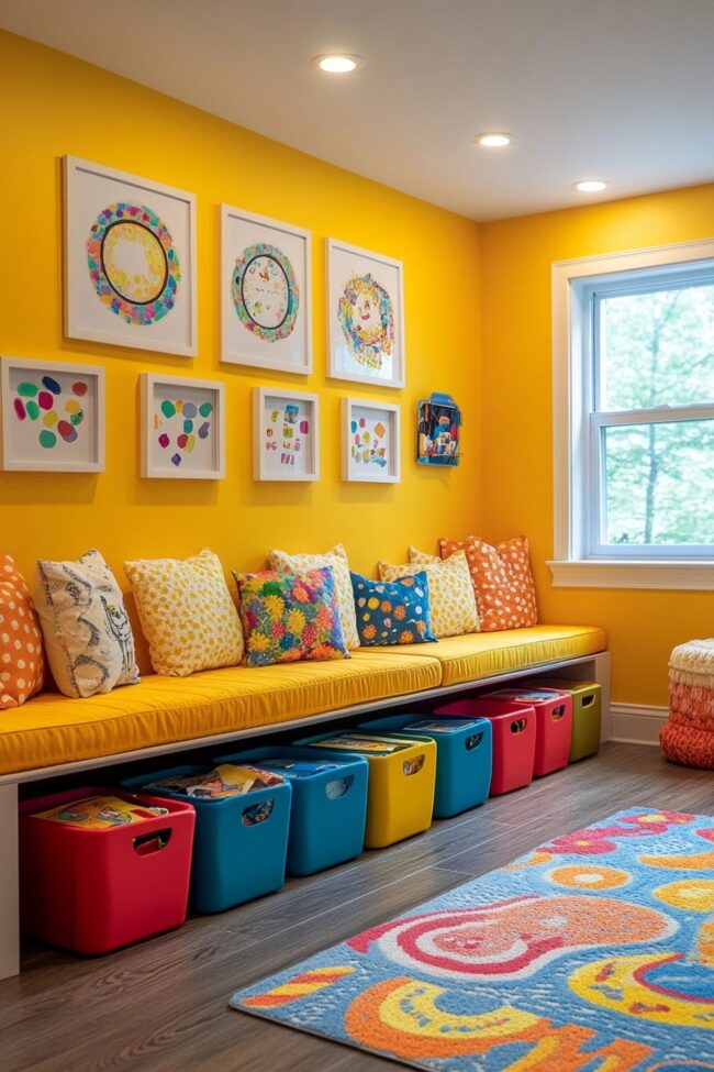 Cheerful Yellow Nook with Fun Storage