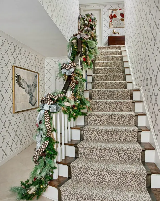 Evergreen Garland with Classic Ribbons