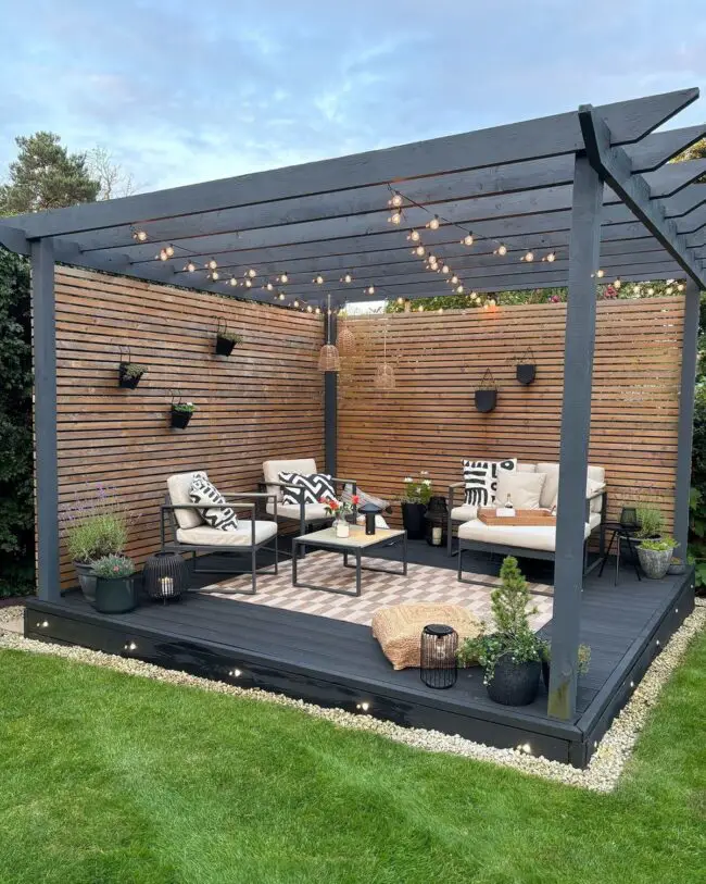 Stylish Pergola Featuring Inviting String Lights