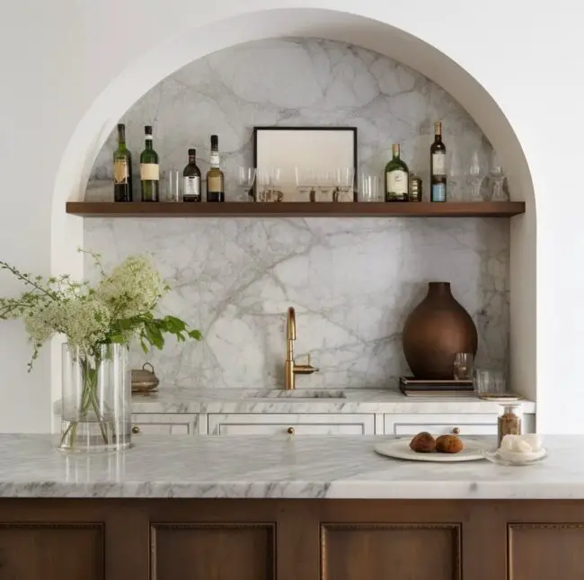 Chic Bar Island Nook with Archway Detail