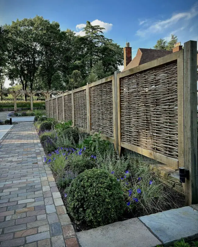 Rustic Willow and Timber Fence Design