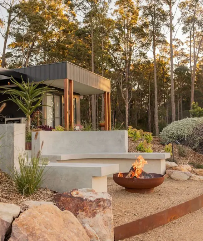 Contemporary Concrete Fire Pit with Seating