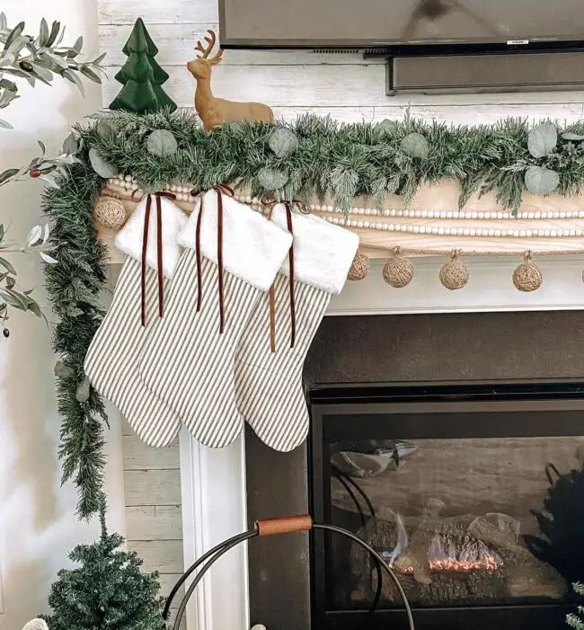 A Fireplace with Stockings for Holiday Warmth