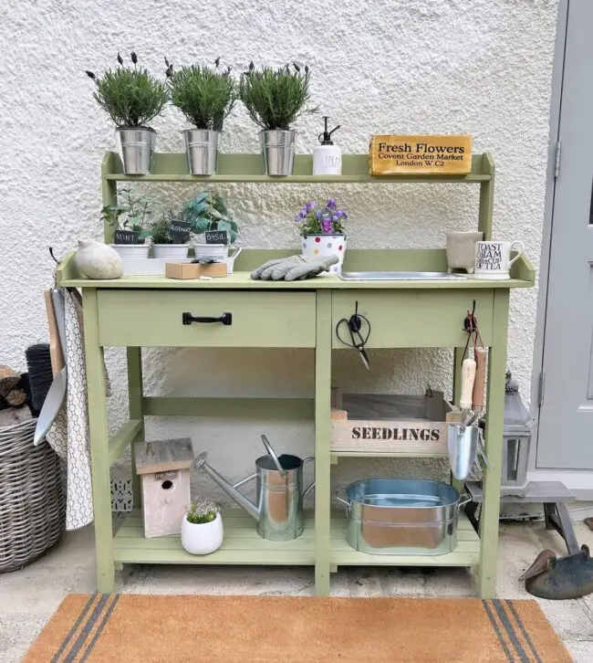 Minimalist Green Potting Bench