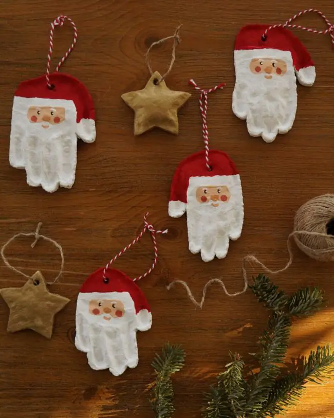 Handprint Santa Ornaments for Kids