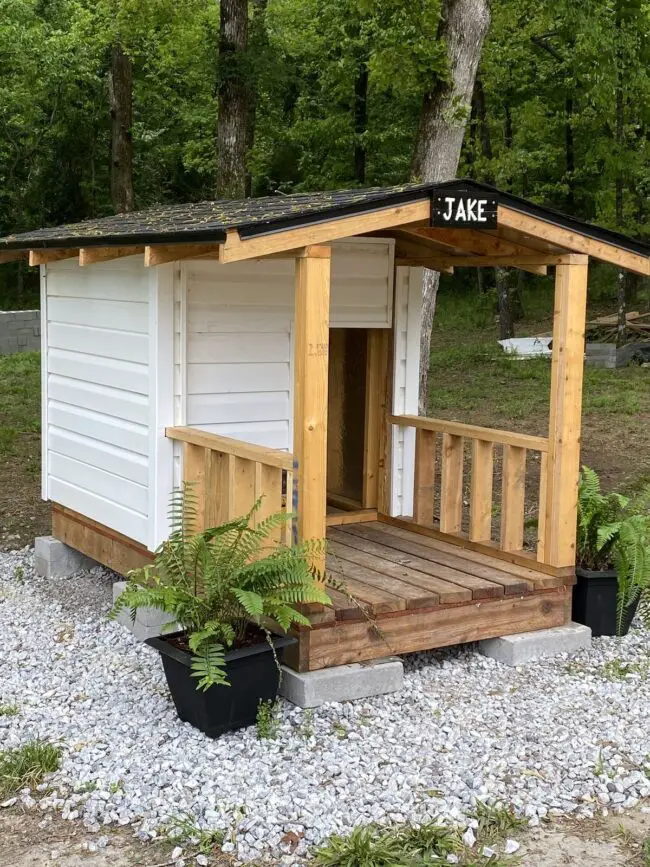 Charming Custom Dog Kennel with Nameplate