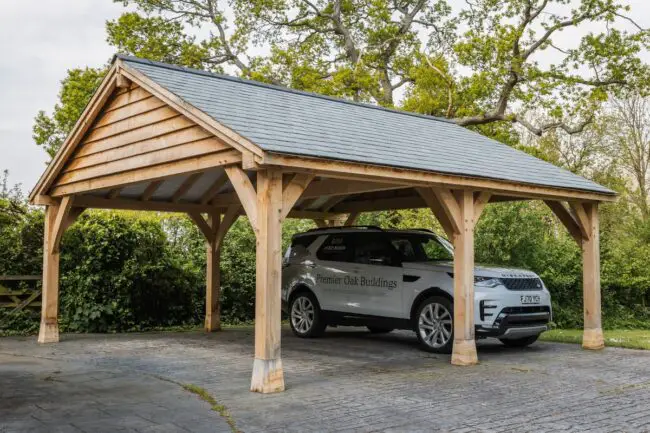 Classic Timber Carport Featuring A Shingled Roof