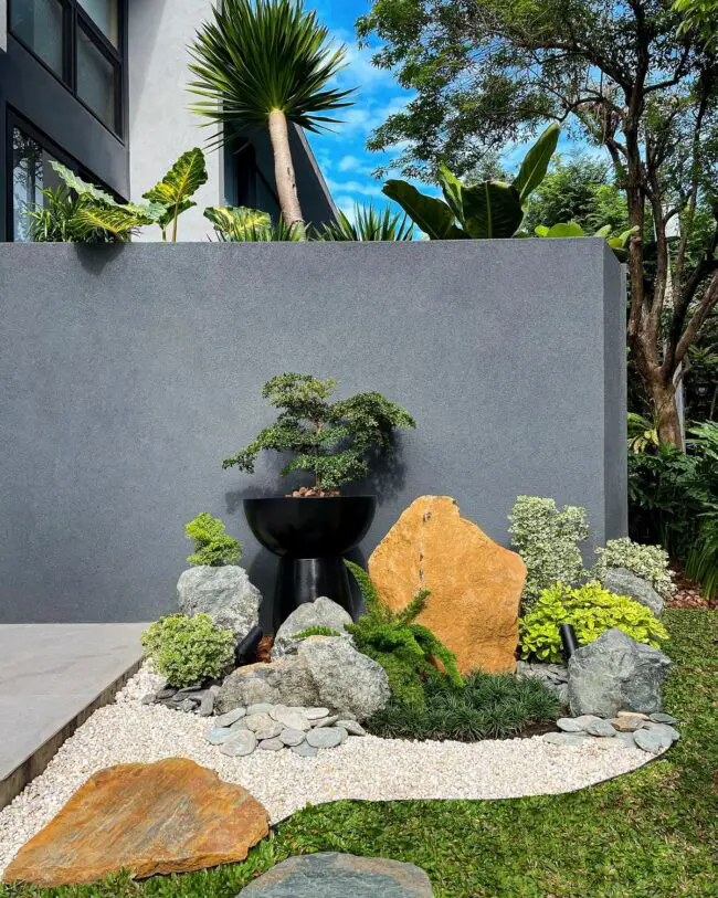 Modern Zen Garden Featuring Striking Pots