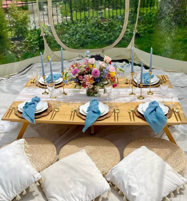 Inviting Floor Cushion Table Arrangement