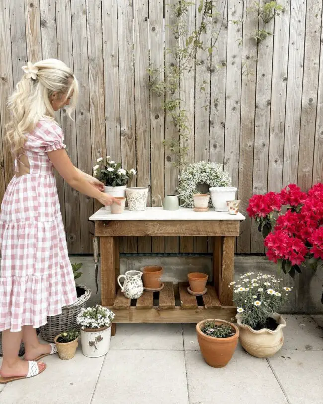 Enchanting Potting Station with Floral Arrangements