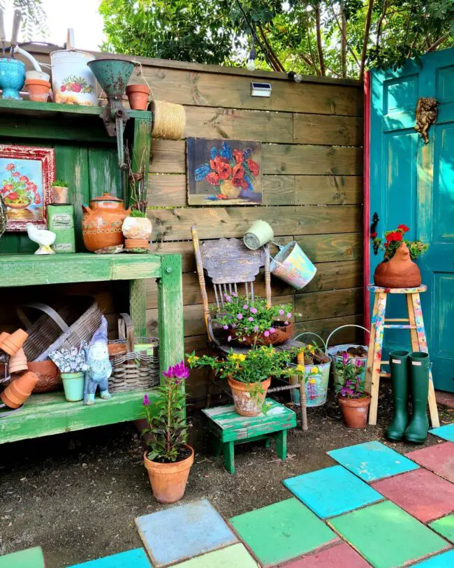 Eclectic Outdoor Bench With Vibrant Style